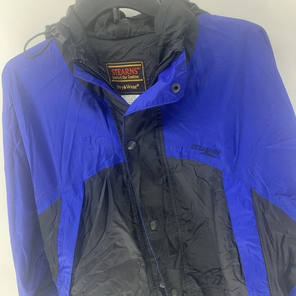 Stearns Dry Wear Water Proof Fishing Jacket Boating Cinch Waist BlueBlack Medium